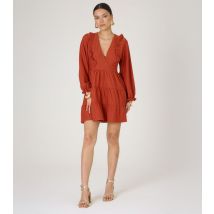 Women's Orange Textured Ruffled Smock Dress WKNDGIRL New Look