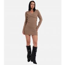 Women's Camel Wrap Knit Mini Dress Gini London New Look
