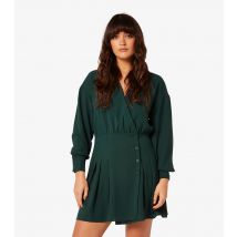 Women's Dark Green Wrap Shirt Dress Apricot New Look