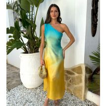 Women's Multicolour Sunset Ombré Print One Shoulder Open Back Midi Dress AX Paris New Look