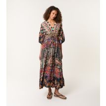 Women's Multicoloured Abstract Print V-Neck Tiered Maxi Dress Blue Vanilla New Look
