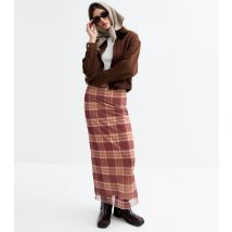 Women's Brown Checked Midi Skirt Tokyo Doll New Look