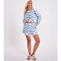Women's Blue Crochet Scalloped Shorts Quiz New Look
