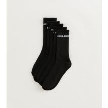 Men's Pack of 5 Black Branded Ribbed Tube Socks Jack & Jones New Look