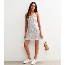 Women's Yellow Jersey Floral Print Tie Front Mini Dress New Look