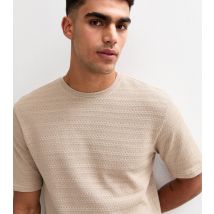 Men's Tan Knitted Short Sleeve T-Shirt Only and Sons New Look