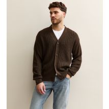 Men's Dark Brown Regular V-Neck Cardigan Jack & Jones New Look