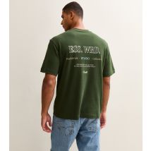 Men's Dark Green Ess Wrd Print T-Shirt Jack & Jones New Look