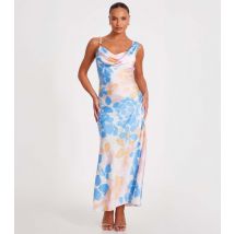 Women's Blue Floral Print Maxi Dress Quiz New Look