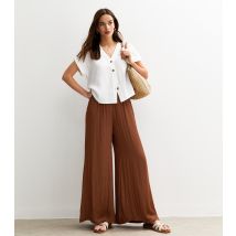 Women's Brown Satin Palazzo Trousers New Look