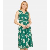 Women's Green Floral Sleeveless Wrap Midi Dress Yumi New Look