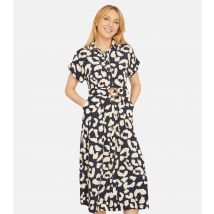 Women's Black Animal Pattern Midi Shirt Dress Yumi New Look