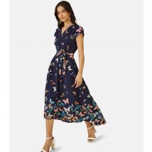 Women's Navy Butterfly Print Midi Dress Yumi New Look