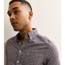 Men's Dark Burgundy Regular Cotton Check Shirt Farah New Look