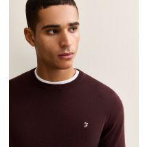 Men's Dark Burgundy Regular Fit Logo Embroidered Jumper Farah New Look