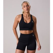 Women's 365 Black Logo Print Racerback Cropped Top Gym King New Look