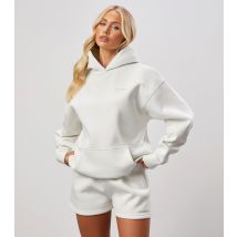 Women's 365 Cream Logo Embroidered Hoodie Gym King New Look