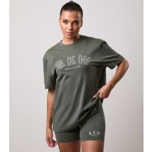 Women's Light Khaki Logo Embroidered Boyfriend Fit T-Shirt Gym King New Look