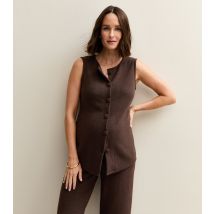 Women's Maternity Brown Soft Touch Crew Neck Waistcoat New Look