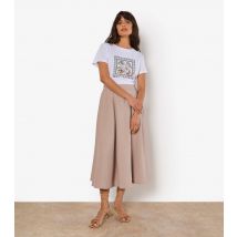 Women's Stone Pleated A-Line Skirt Apricot New Look