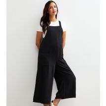 Women's Maternity Black Crinkle Texture Cropped Leg Jumpsuit Little Mistress New Look