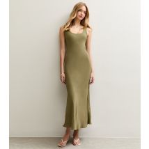 Women's Khaki Scoop Neck Linen Look Midaxi Dress New Look
