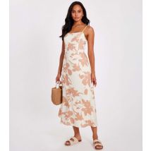 Women's Cream Floral Print Bow Back Midi Dress Quiz New Look