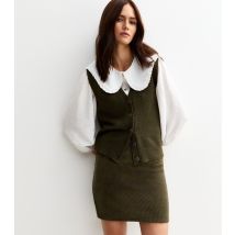 Women's Dark Khaki Corduroy Tube Mini Skirt New Look