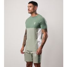 Men's Green Contrast Panel Logo T-Shirt Gym King New Look