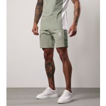 Men's Green Contrast Panel Logo Shorts Gym King New Look