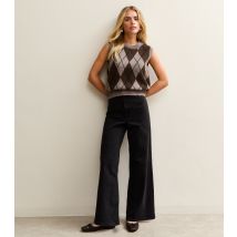 Women's Petite Black Stretch Wide Leg Jeans New Look