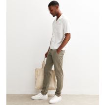 Men's Khaki Drawstring Waist Straight Leg Trousers Jack & Jones New Look