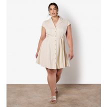 Women's Curve Stone Belted Mini Shirt Dress Apricot New Look