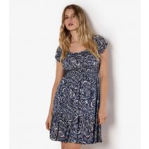 Women's Navy Paisley Print Mini Dress Apricot New Look