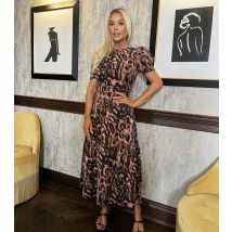 Women's Multicolour Animal Print Puff Sleeve Midi Dress AX Paris New Look