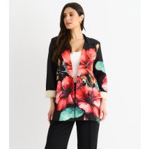 Women's Black Floral Print Blazer Gini London New Look