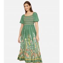 Women's Green Leaf Print Milkmaid Dress Yumi New Look