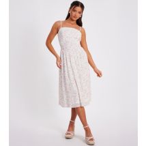 Women's Petite White Floral Print Midi Dress Quiz New Look