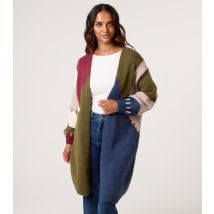Women's Navy Colour Block Long Cardigan Blue Vanilla New Look