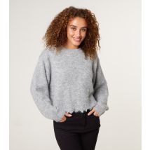 Women's Grey Lace Hem Jumper Blue Vanilla New Look