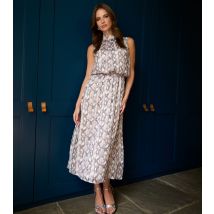 Women's Grey Snakeskin Print Diamante Stud Midi Dress Blue Vanilla New Look