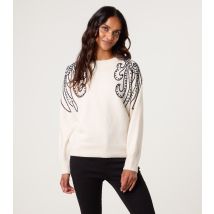 Women's Off White Embroidered Shoulder Jumper Blue Vanilla New Look