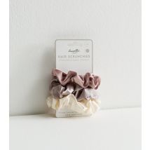 Creations Pack of 3 Cream Satin Scrunchies Danielle New Look