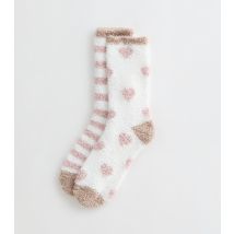 Pink Pack of 2 Heart And Stripe Textured Socks New Look