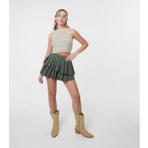 Women's Khaki Pleated Asymmetric Mini Skirt Pink Vanilla New Look