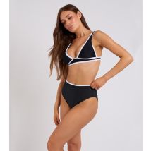 Women's Black Contrast Trim Plunge Bikini Top Urban Bliss New Look