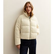 Women's Cream Corduroy Cropped Puffer Jacket New Look