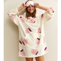 Women's White  Oversized Hot Choc Print Fleece Hoodie New Look