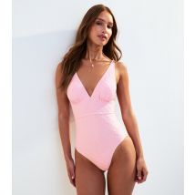 Women's Pink Textured Swimsuit Gini London New Look