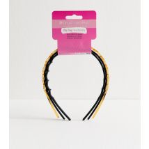 Pack of 3 Brown Zig Zag Headbands Brushworks New Look